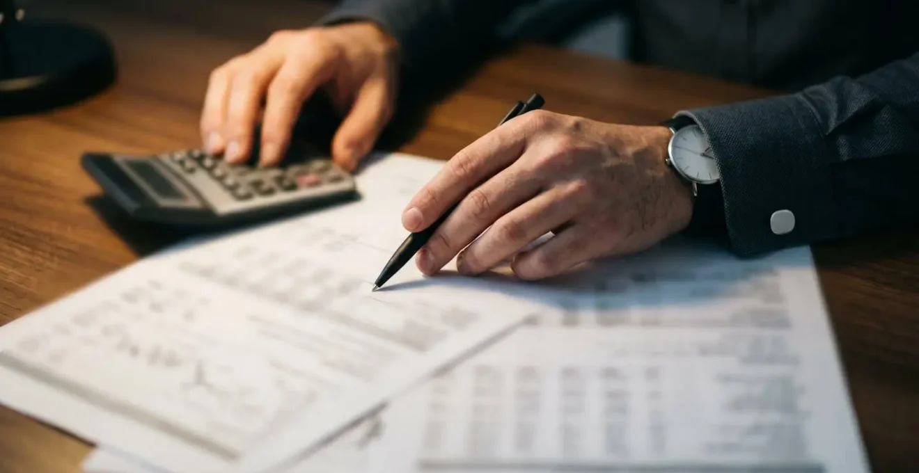 Vue aérienne de documents financiers avec mise en évidence des soldes intermédiaires de gestion