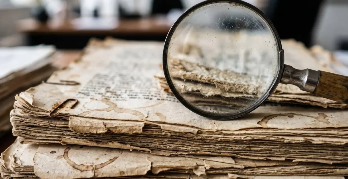 Documents comptables avec loupe d'audit sur un bureau professionnel