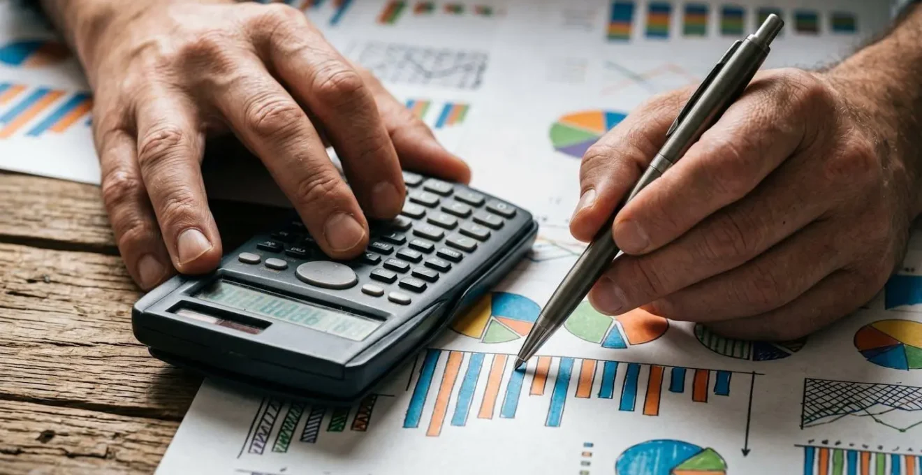 Mains analysant des graphiques de répartition entre salaire et dividendes pour optimiser la retraite