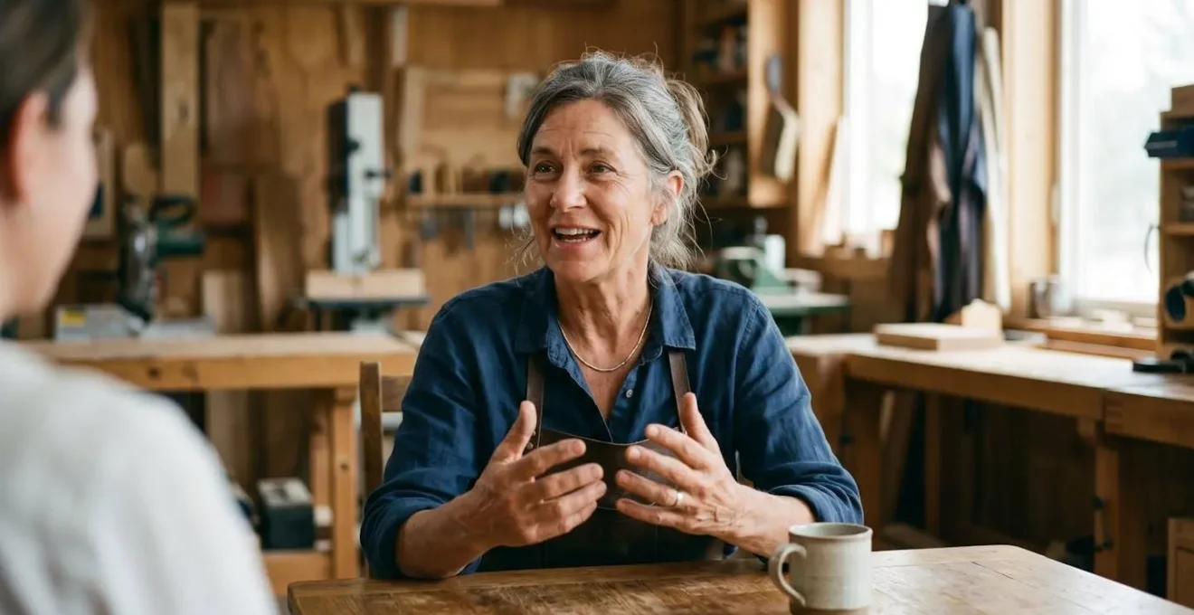 Candidat VAE en répétition d'oral dans un environnement professionnel apaisant