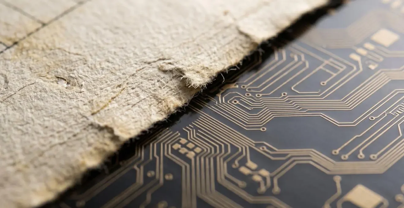 Vue macro de textures représentant la digitalisation des processus de paie
