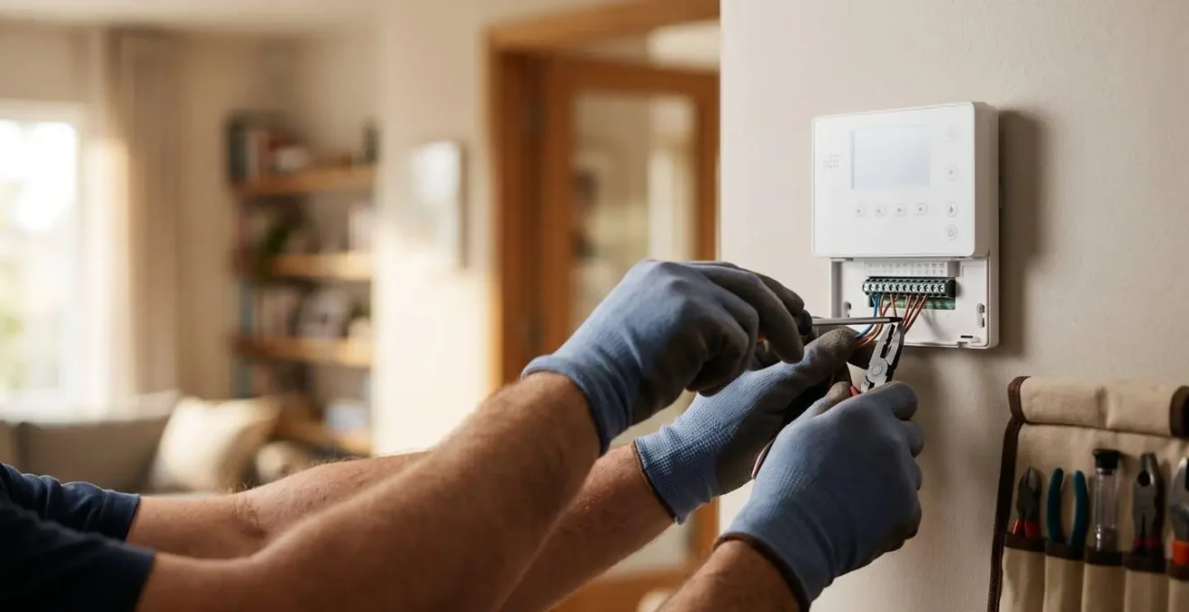 Installation professionnelle d'un système de sécurité domotique dans une habitation moderne