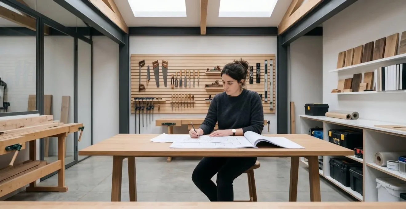 Jeune repreneur en situation de management dans un atelier artisanal