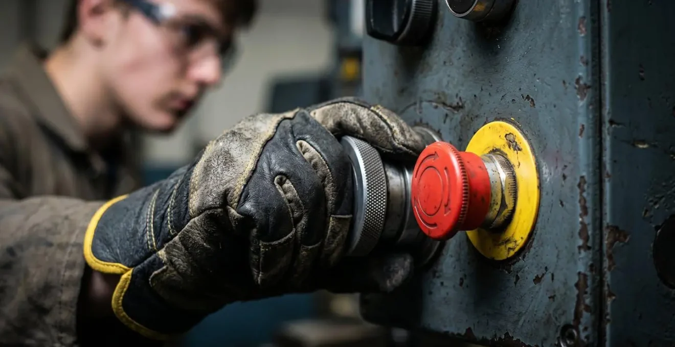 Formation sécurité d'un jeune apprenti sur l'utilisation d'une machine-outil sous supervision stricte