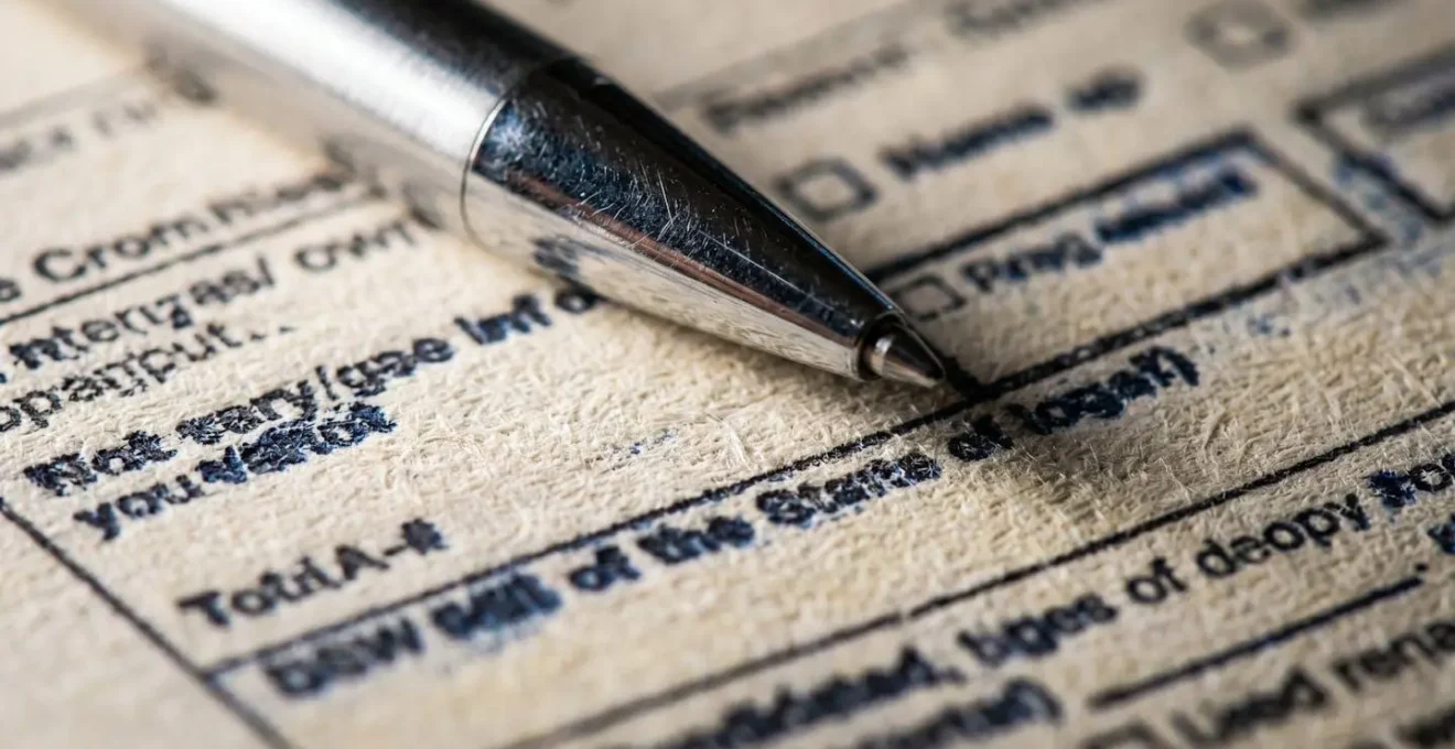 Gros plan sur un formulaire de déclaration initiale CFE avec un stylo