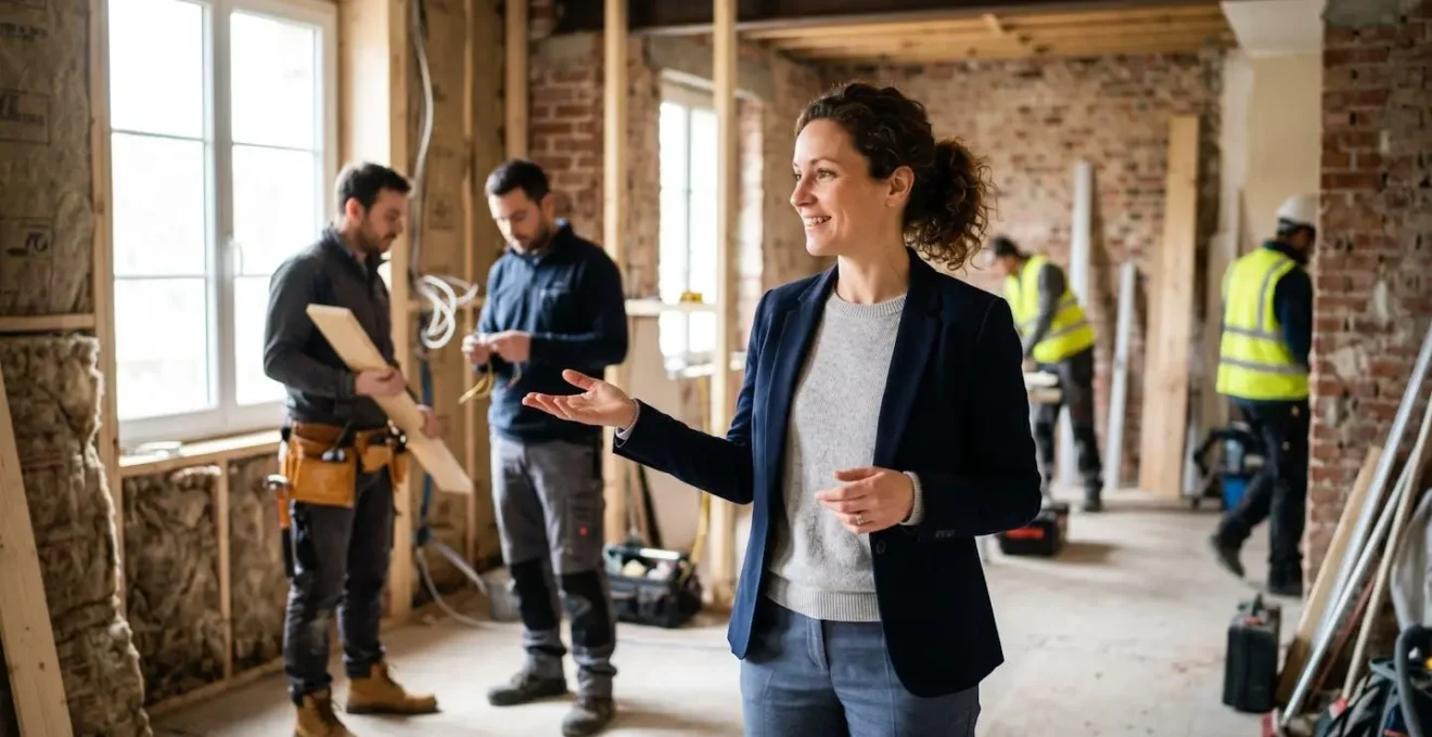 Coordinateur Mon Accompagnateur Rénov' sur un chantier de rénovation globale avec plusieurs corps de métier